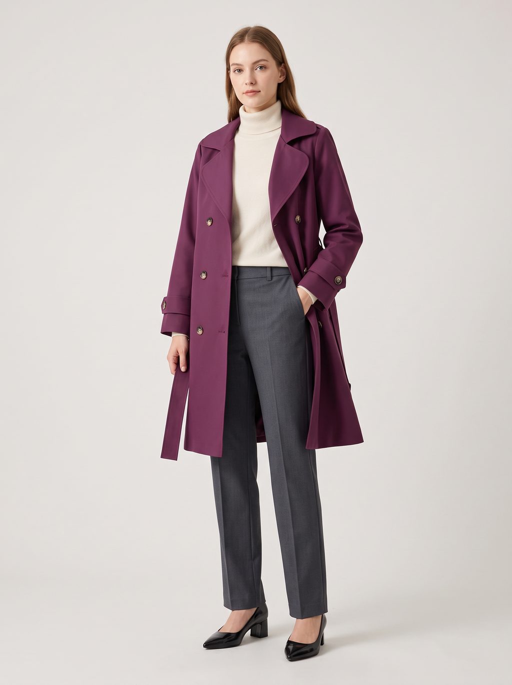 【Lady First】Trench Coat Elegance - Made in Italy - Eleganza Italiana con Stile Distintivo e Design Affascinante Sette Colori Eleganti Cuffia