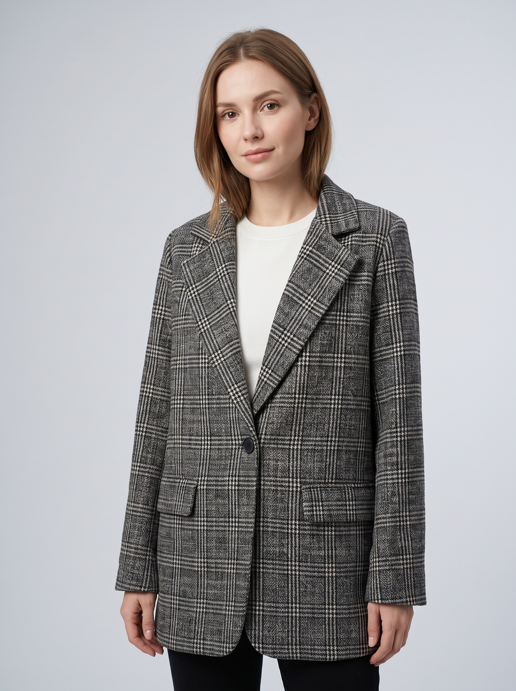 【Lady First】Blazer Monica oversize a quadri  | Giacca donna made in Italia