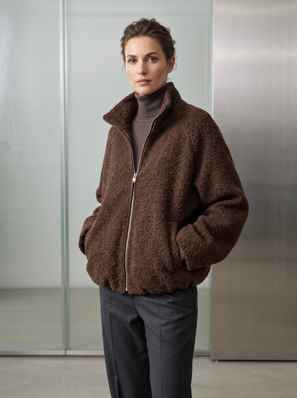 【Lady First】Lorenza - Giacca Bouclé Corta con Zip 🧥 Made in Italy