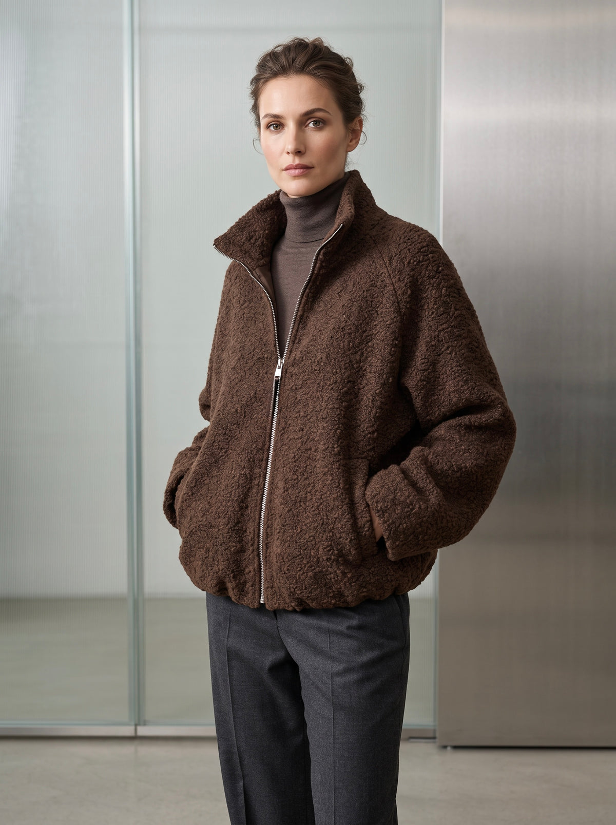 【Lady First】Lorenza - Giacca Bouclé Corta con Zip 🧥 Made in Italy