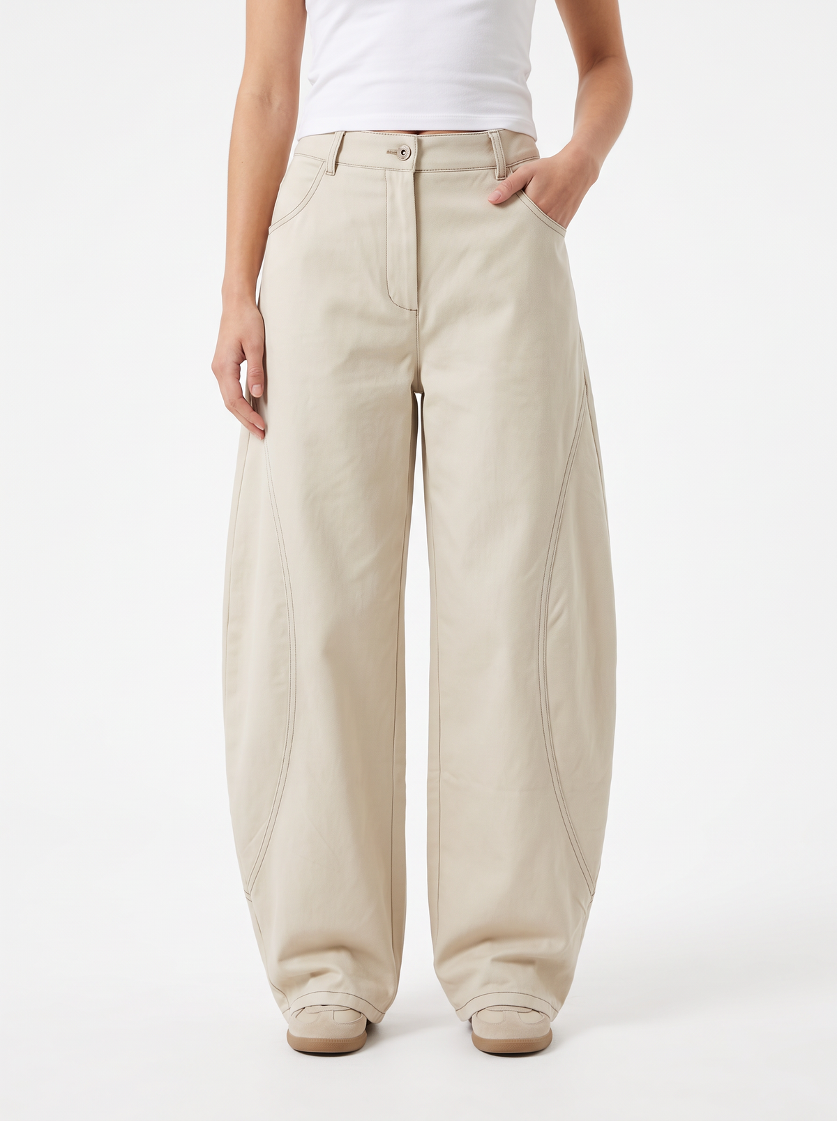 【Lady First】Pantalone Eva a taglio palloncino Elasticizzato, vita alta, Made in Italy