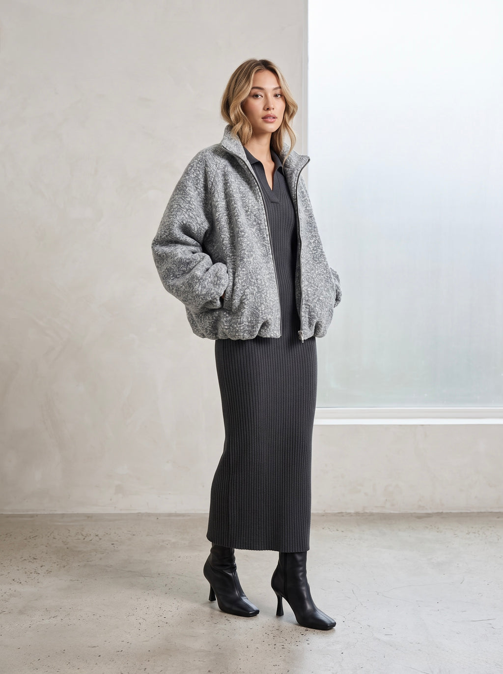 【Lady First】Lorenza - Giacca Bouclé Corta con Zip 🧥 Made in Italy