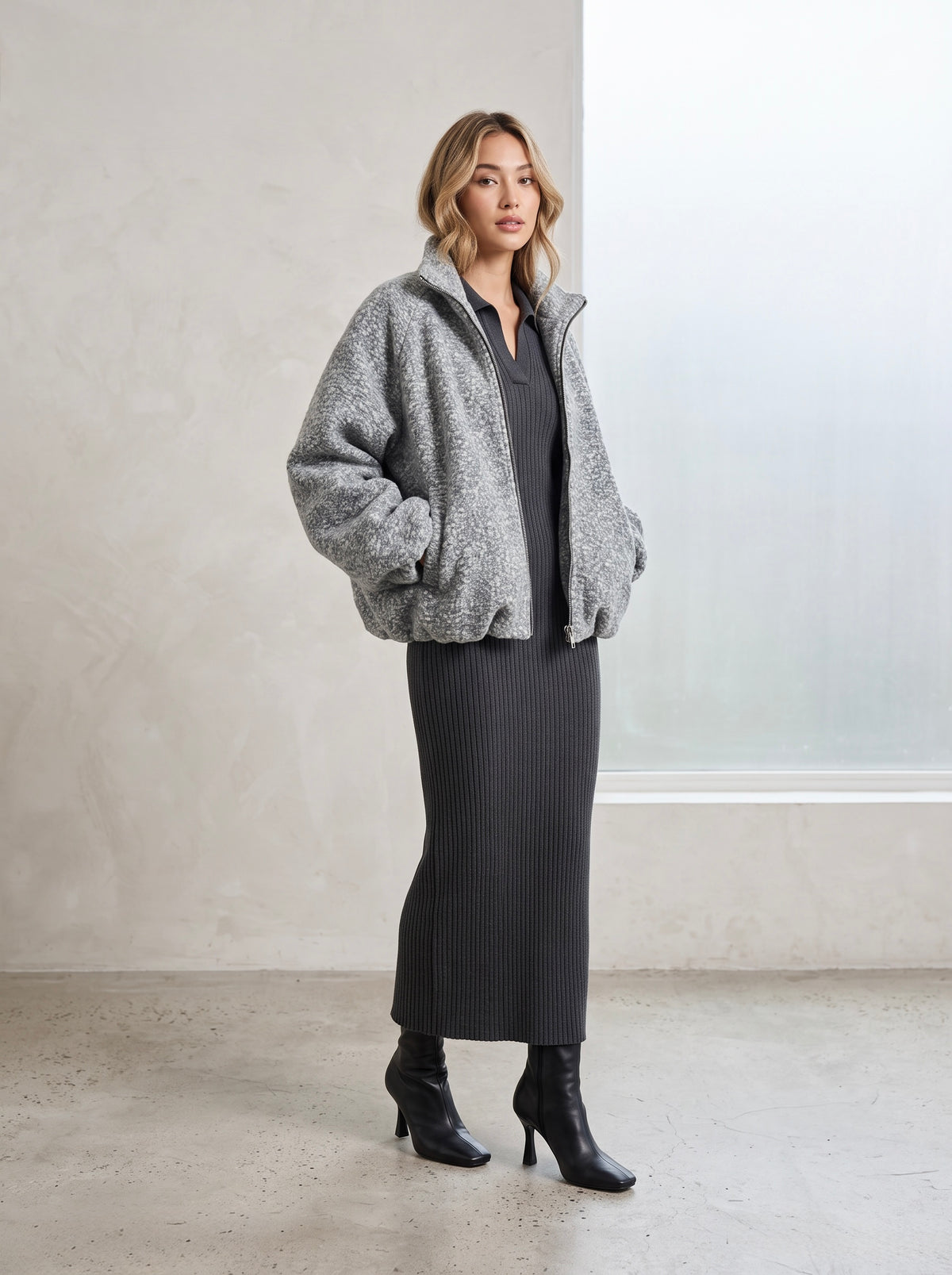 【Lady First】Lorenza - Giacca Bouclé Corta con Zip 🧥 Made in Italy