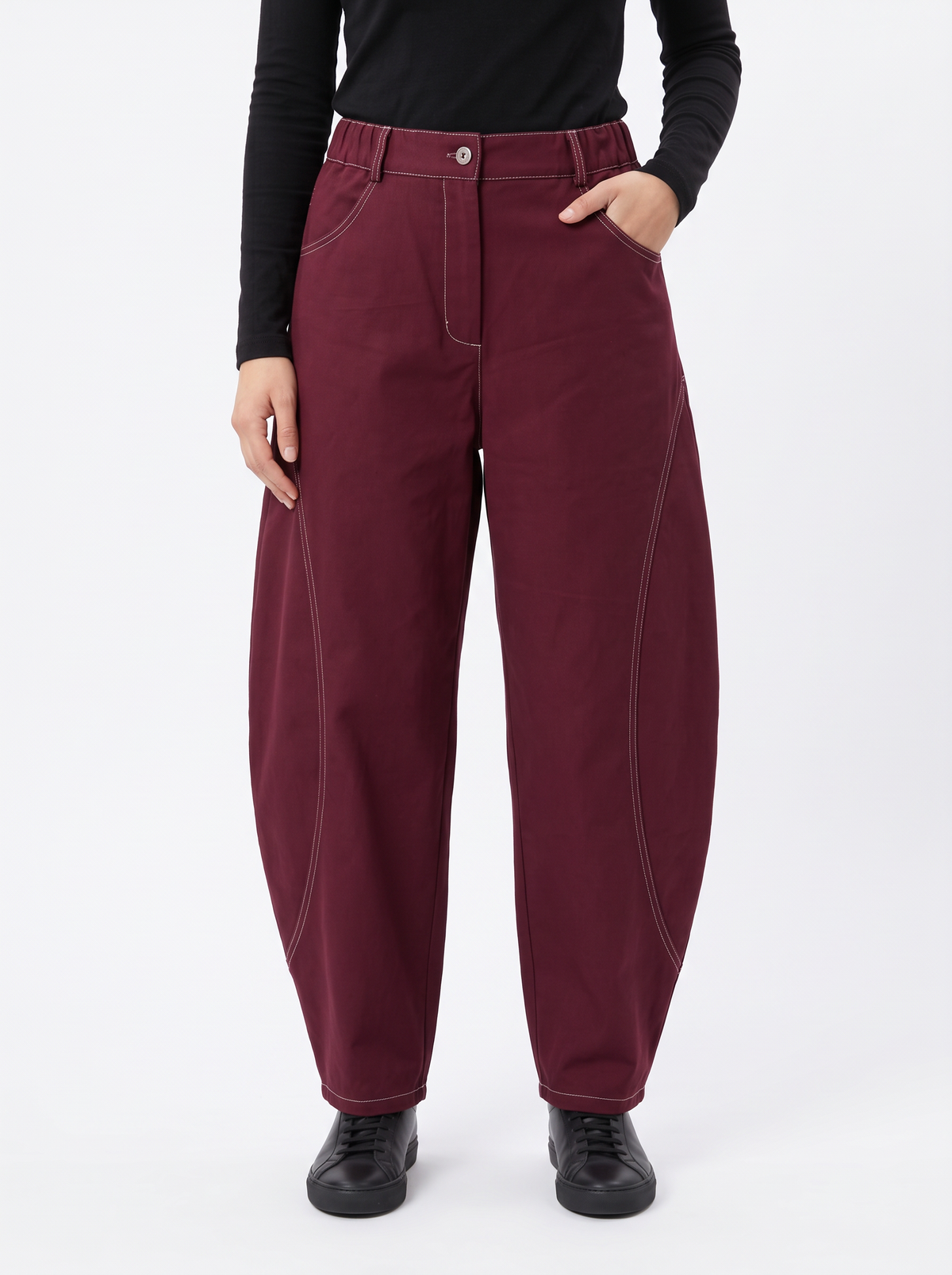 【Lady First】Pantalone Eva a taglio palloncino Elasticizzato, vita alta, Made in Italy