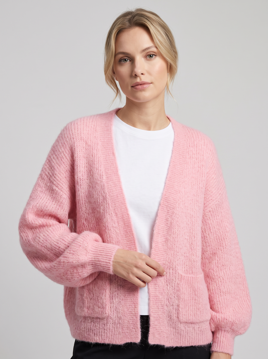 【Lady First】Cardigan GAIA corto oversize Misto Lana - Made in Italy
