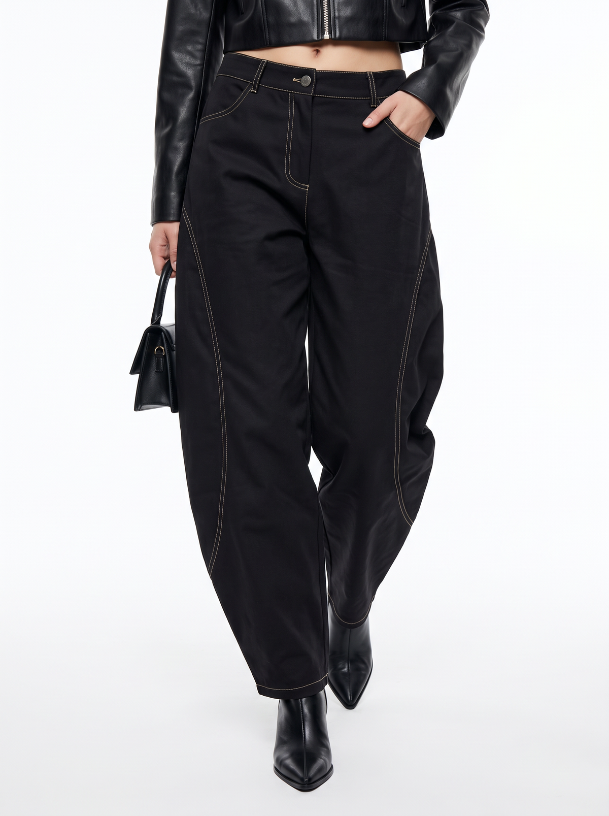 【Lady First】Pantalone Eva a taglio palloncino Elasticizzato, vita alta, Made in Italy