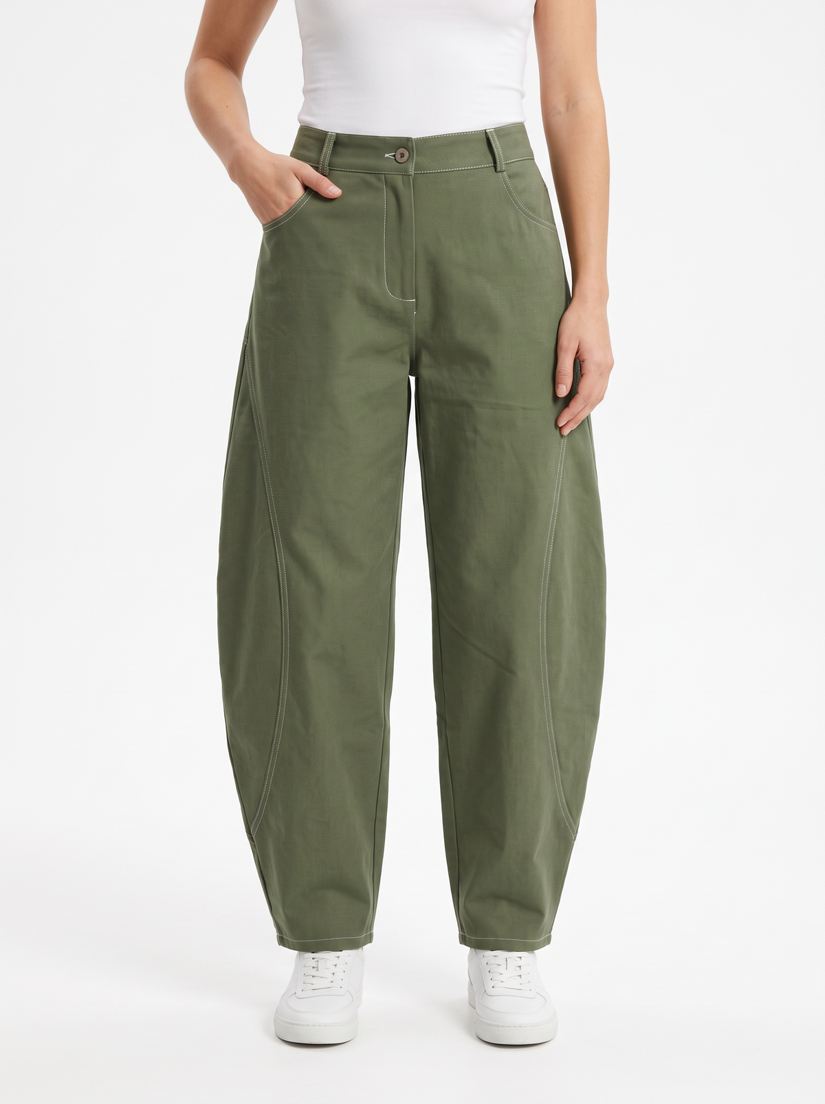 【Lady First】Pantalone Eva a taglio palloncino Elasticizzato, vita alta, Made in Italy