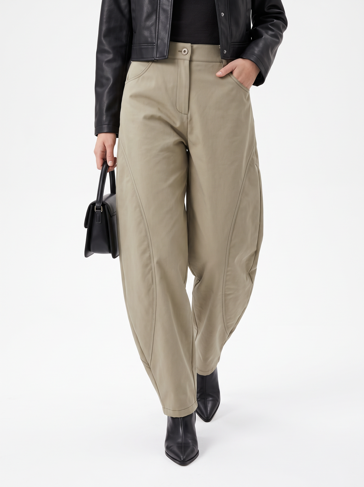 【Lady First】Pantalone Eva a taglio palloncino Elasticizzato, vita alta, Made in Italy