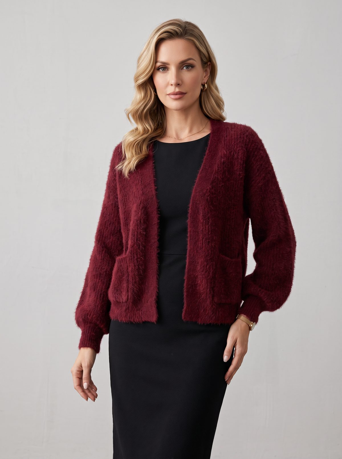 【Lady First】Cardigan GAIA corto oversize Misto Lana - Made in Italy