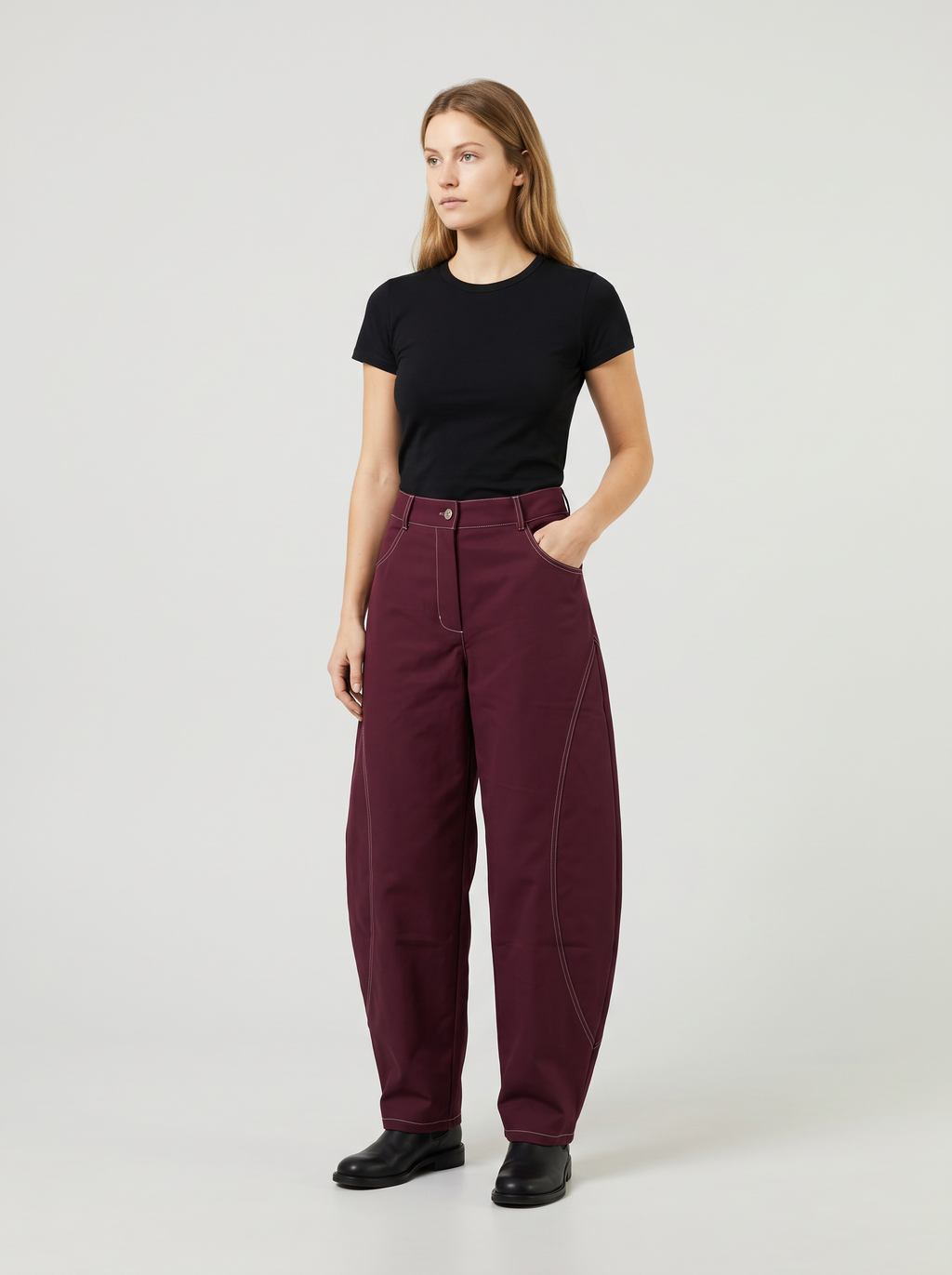 【Lady First】Pantalone Eva a taglio palloncino Elasticizzato, vita alta, Made in Italy