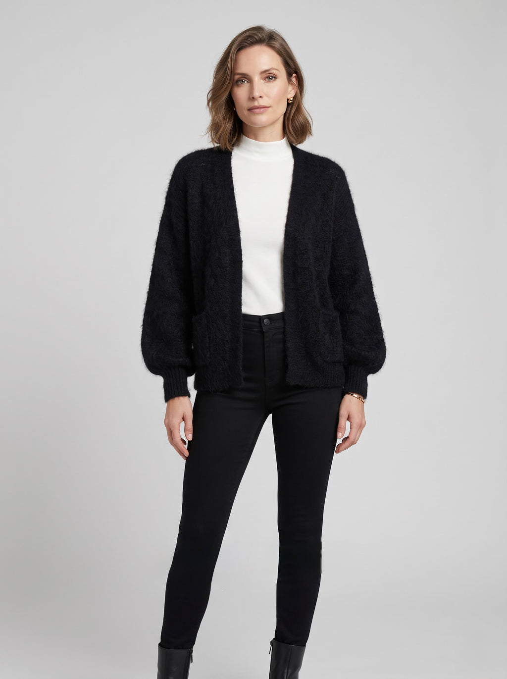 【Lady First】Cardigan GAIA corto oversize Misto Lana - Made in Italy
