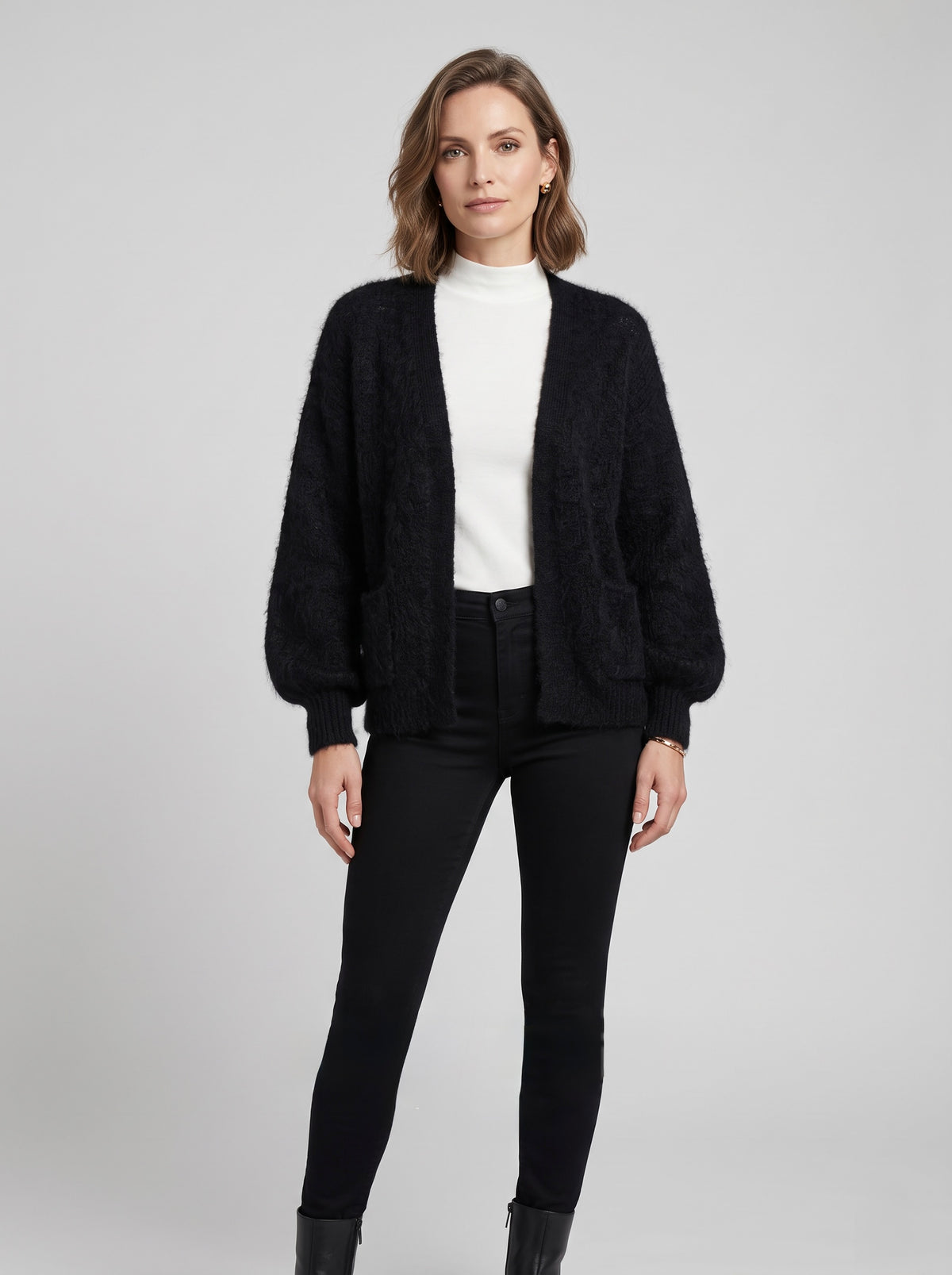 【Lady First】Cardigan GAIA corto oversize Misto Lana - Made in Italy