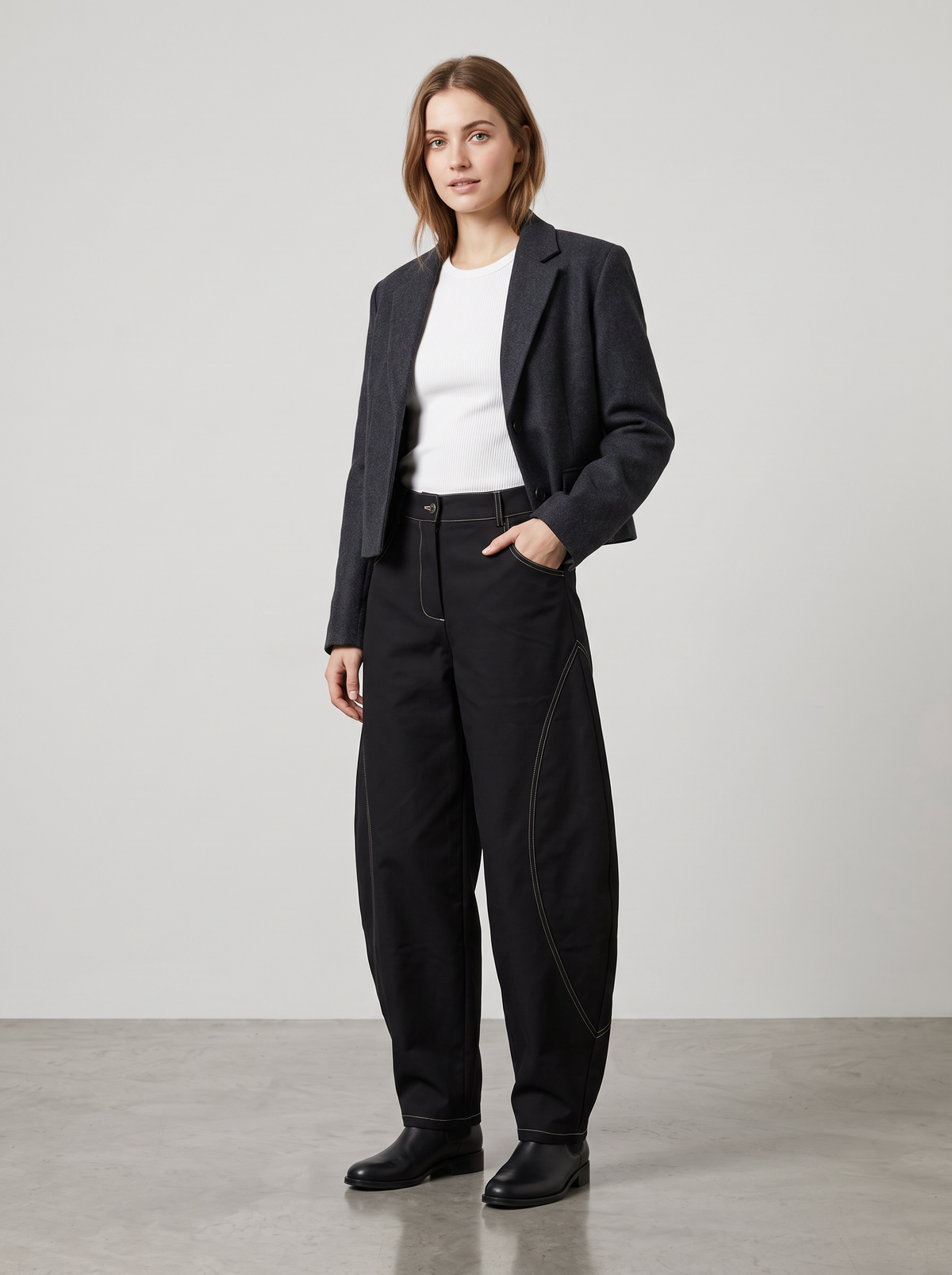 【Lady First】Pantalone Eva a taglio palloncino Elasticizzato, vita alta, Made in Italy