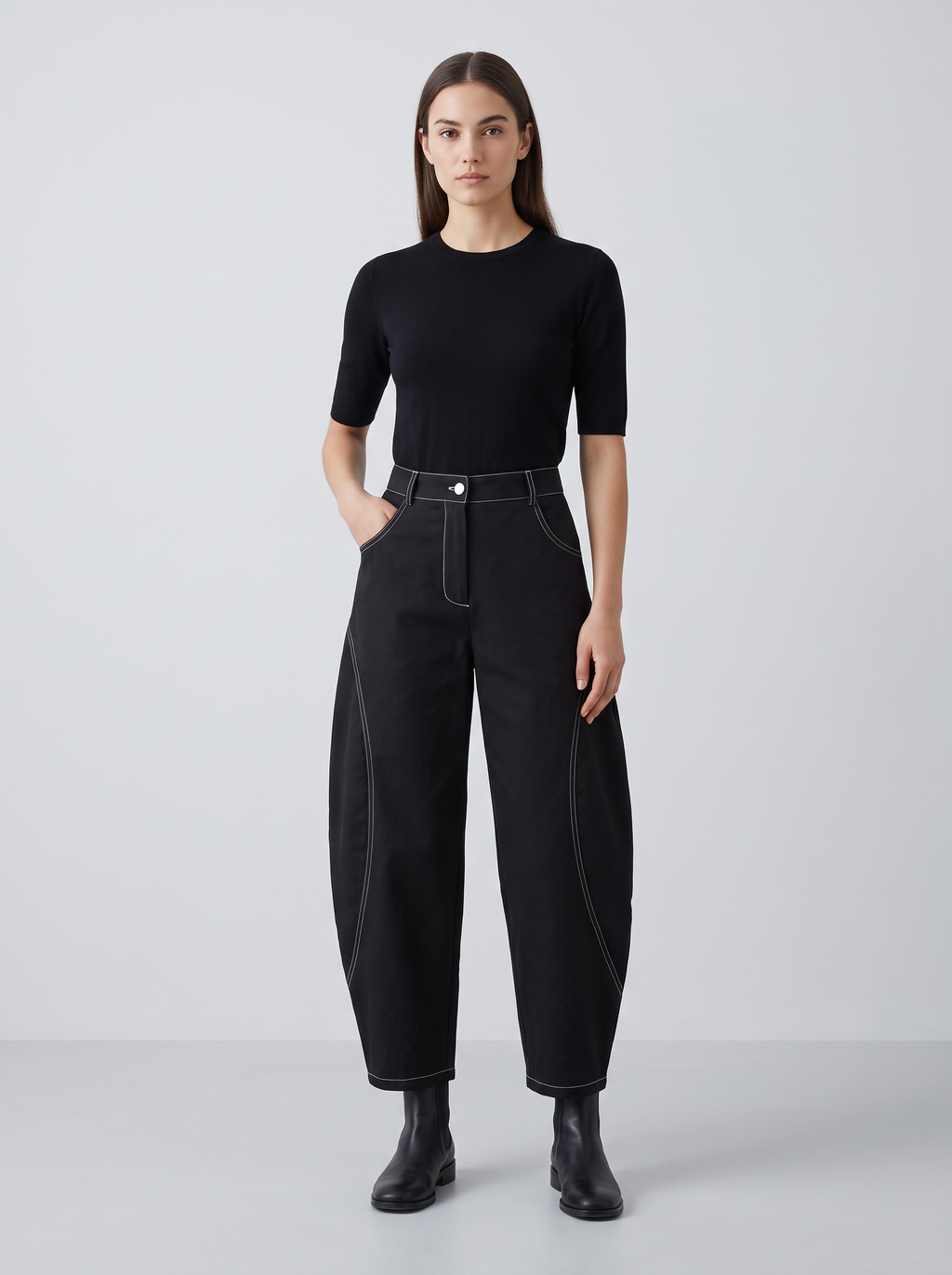 【Lady First】Pantalone Eva a taglio palloncino Elasticizzato, vita alta, Made in Italy