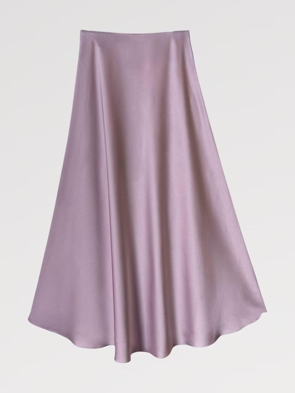 Gonna Lunga Effetto Raso Made in Italy con Finish Luminoso e Setoso Taglio Fluido e Elasticizzata per Comfort e Eleganza Perfetta per Occasioni Speciali