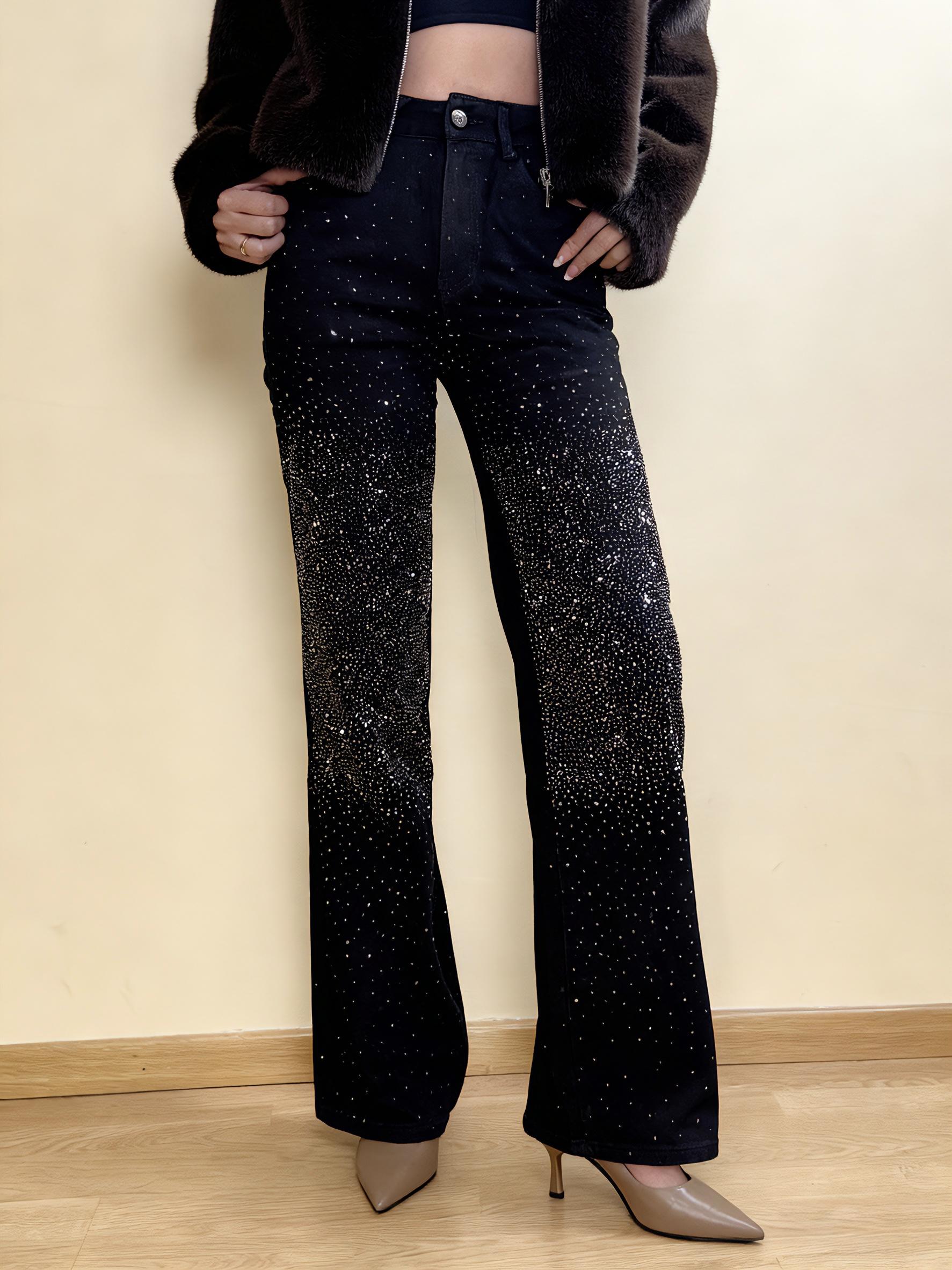 Jeans Nero con brillantini invernali FAVOLOSI per un look elegante e sofisticato