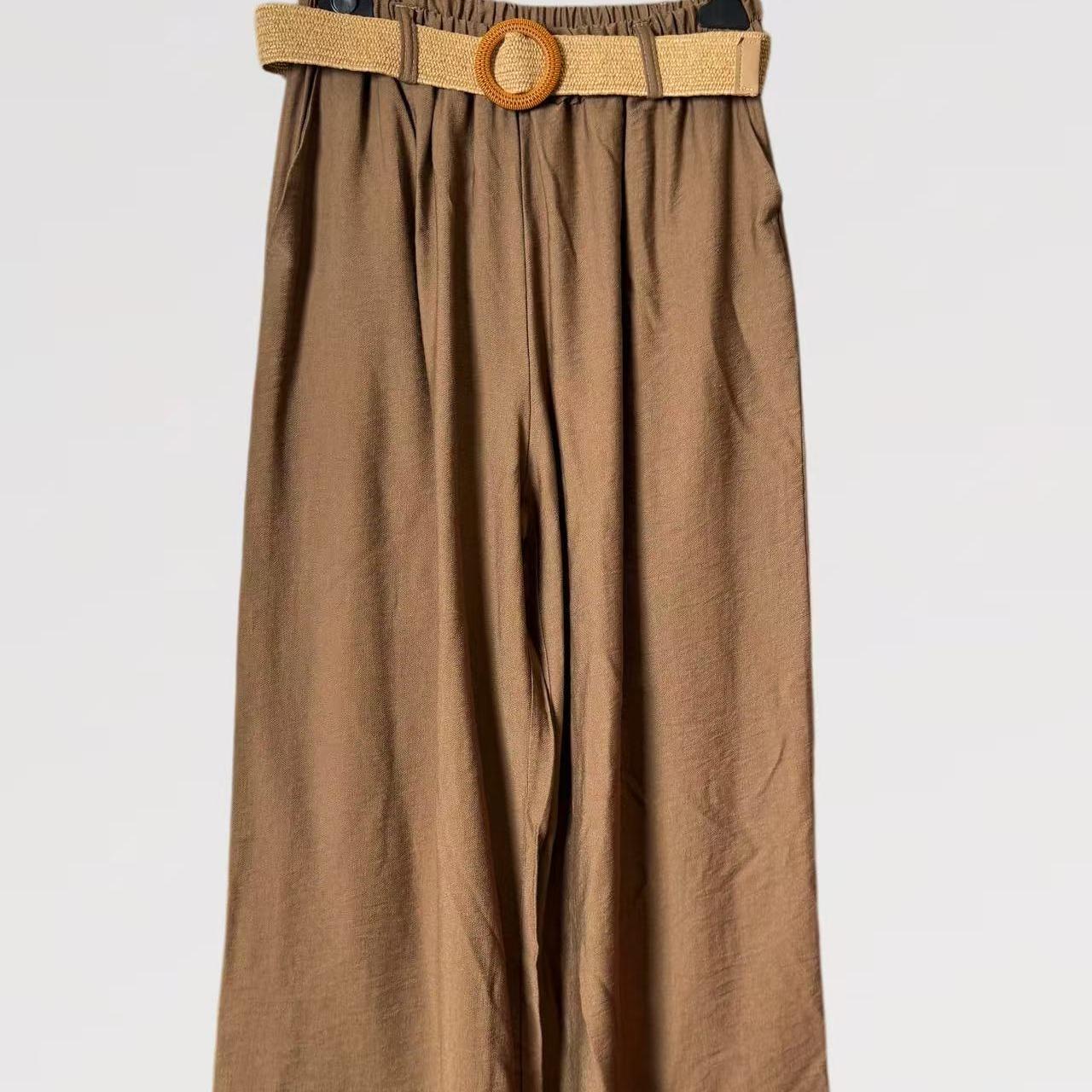 Pantalone Palazzo Fluido con Cintura Intrecciata - made in italy Viscosa 80% Nylon 20%