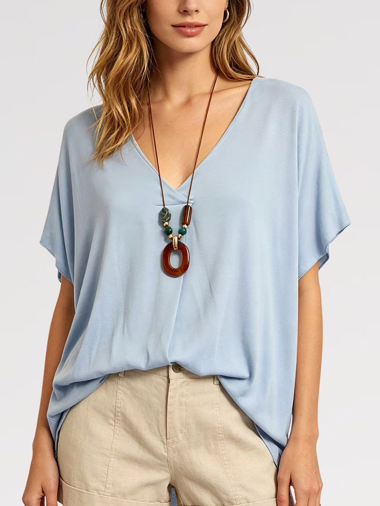 Blusa Soft Breeze con Collana - Viscosa - Made in Italy