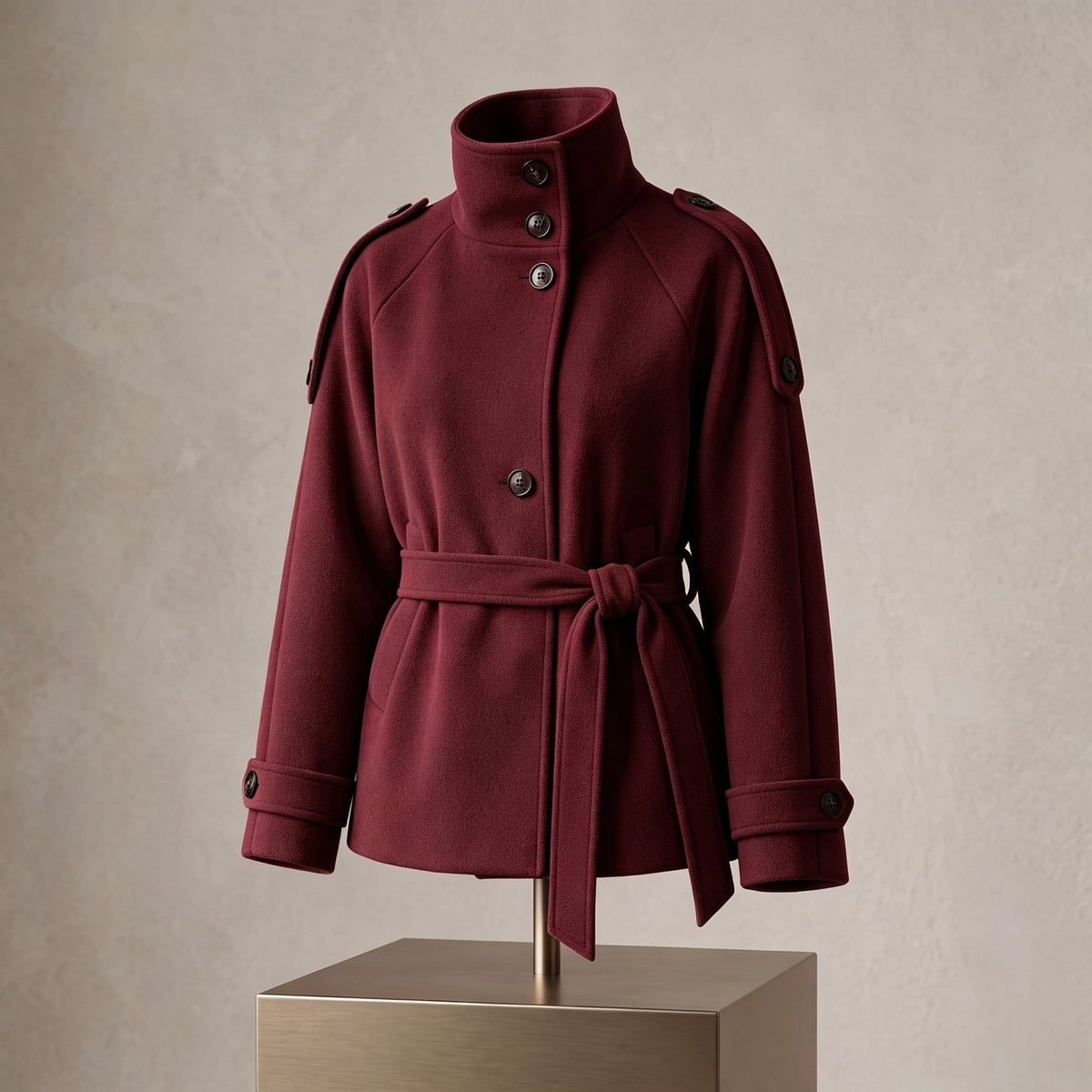 【Lady First】Cappotto corto CHIARA  collo alto con cintura ✨ Autunno Inverno