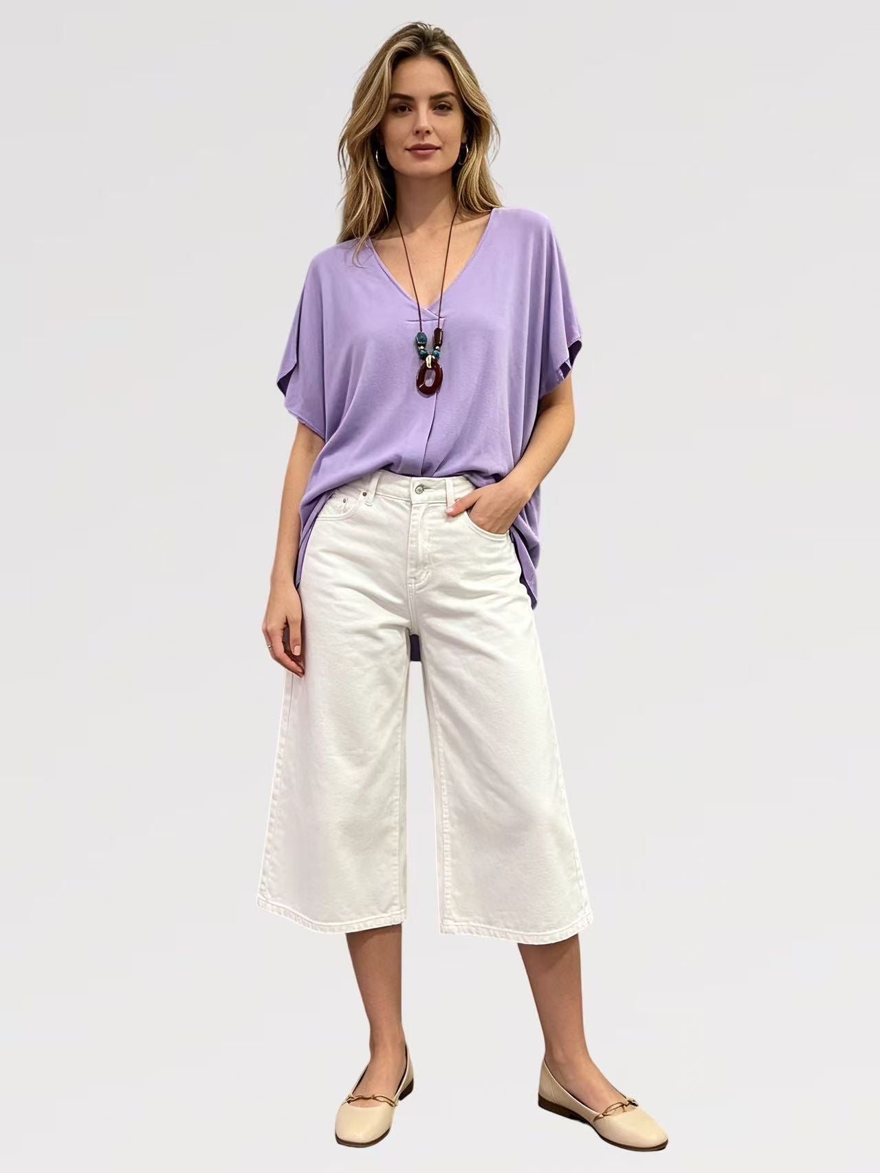 Blusa Soft Breeze con Collana - Viscosa - Made in Italy