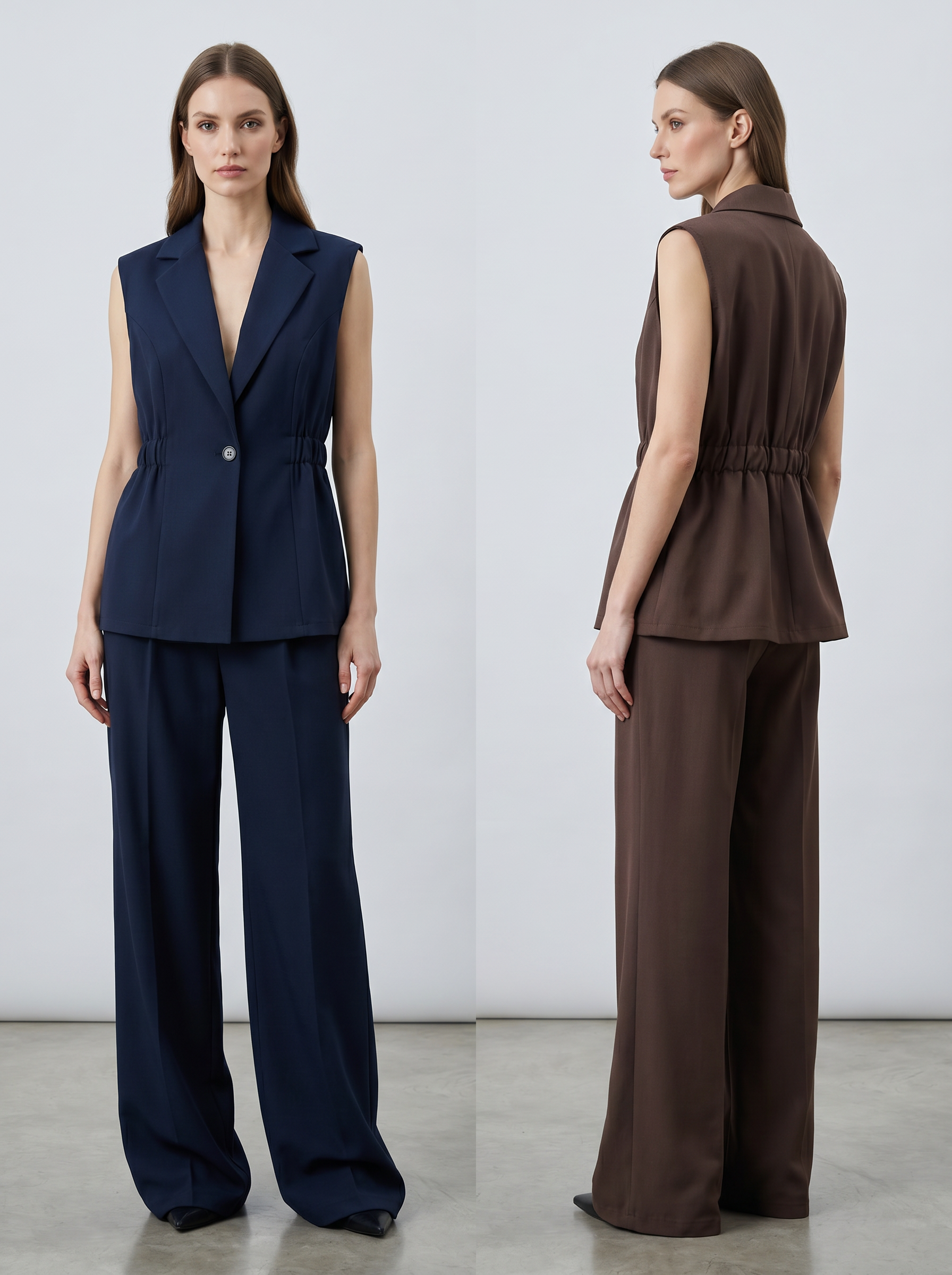 【Lady First】Completo SERENA 2 pezzi Gilet Sartoriale & Pantalone Palazzo - Made in Italy