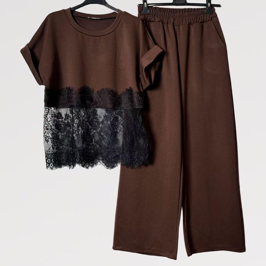 Coordinato “Eleganza in Pizzo” - Made in Italy Viscosa - maniche corte arricciate