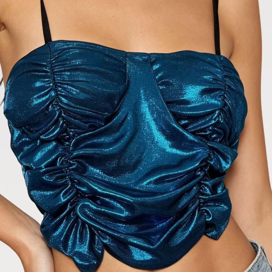 Top Corsetto Lurex "Party Glow" in Tessuto Elasticizzato Made in Italy con Effetto Brillante e Spalline Regolabili per Look Glamour