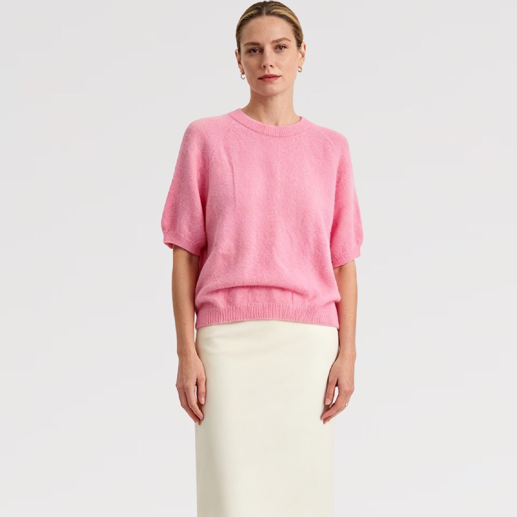 【Lady First】Maglia Nuvola Soft Made in Italy - Maglia a Manica Corta in Filato Morbido e Soffice - Ideale per Mezza Stagione o Sotto Giacca - Larghezza 96 cm, Lunghezza 60 cm