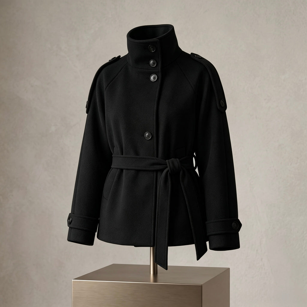 【Lady First】Cappotto corto CHIARA  collo alto con cintura ✨ Autunno Inverno