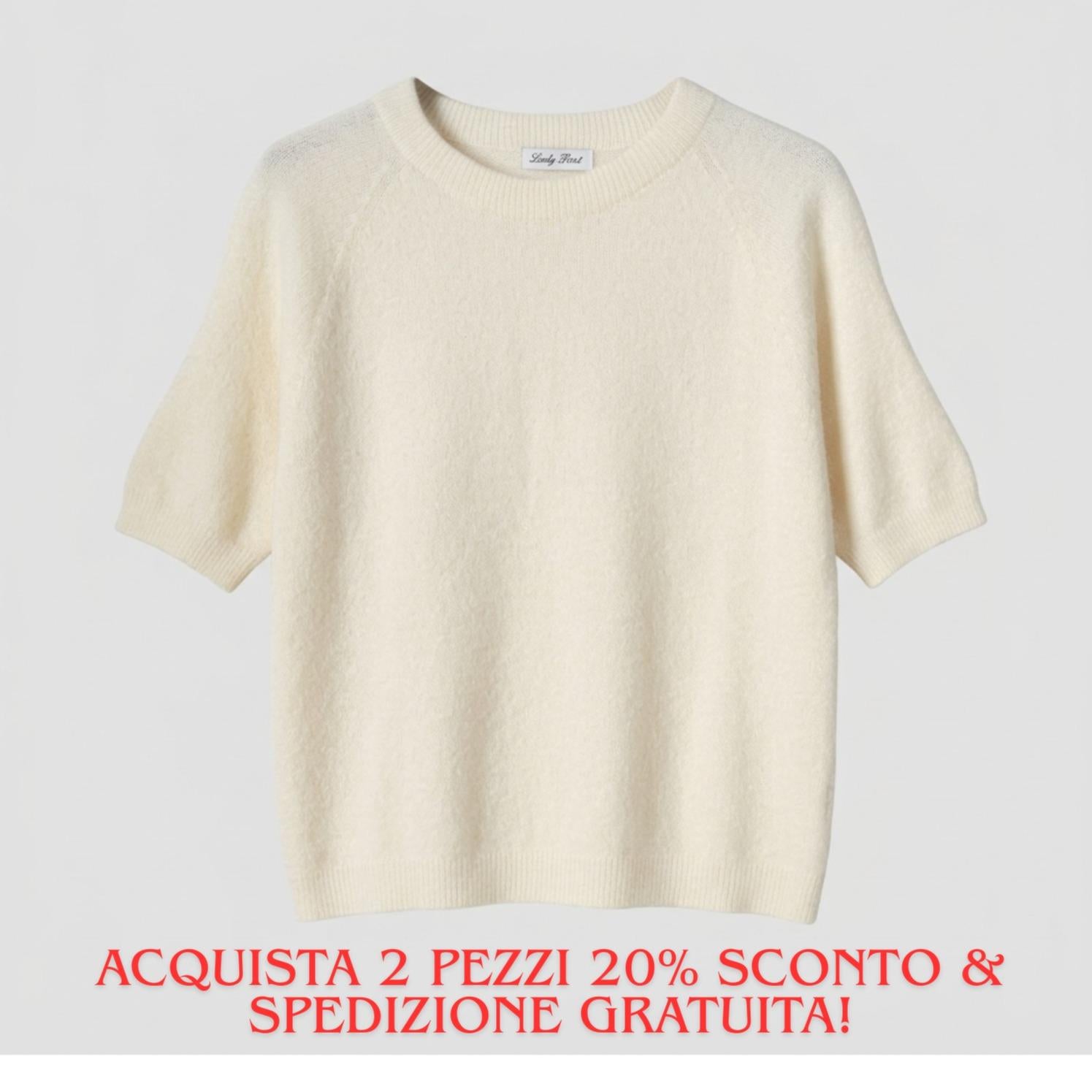 Maglia Nuvola Soft Made in Italy - Maglia a Manica Corta in Filato Morbido e Soffice - Ideale per Mezza Stagione o Sotto Giacca - Larghezza 96 cm, Lunghezza 60 cm - Promozione Speciale: 2 Pezzi con 20% Sconto e Spedizione Gratuita