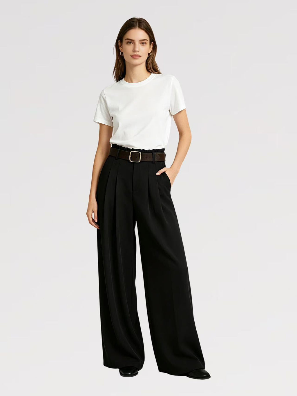 Pantalone Palazzo con Cintura in Vita - Made in Italy