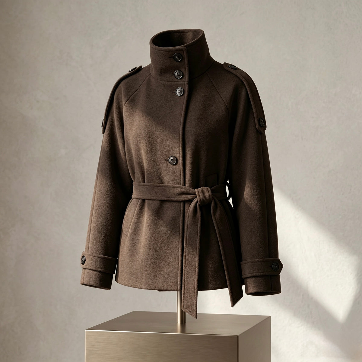 【Lady First】Cappotto corto CHIARA  collo alto con cintura ✨ Autunno Inverno