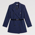 Blazer Gessato Sartoriale con Cintura – Made in Italy