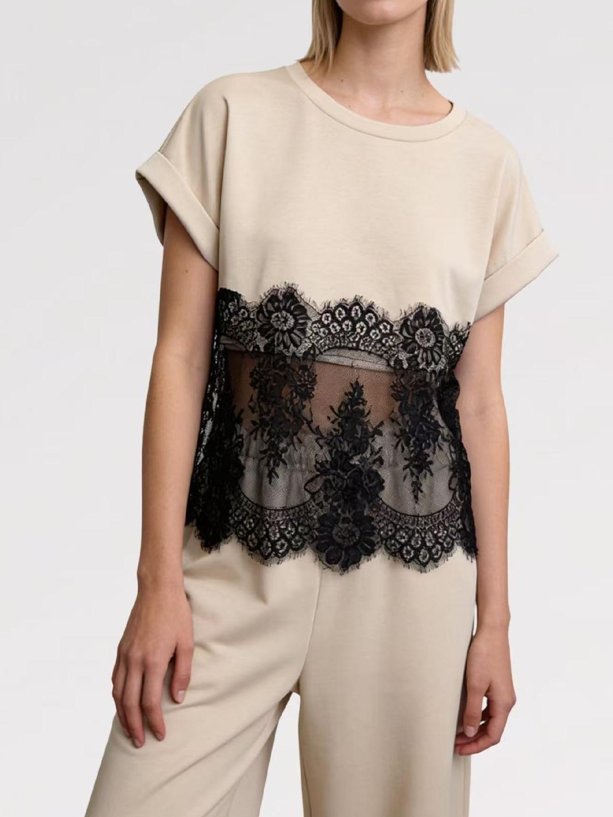 Coordinato “Eleganza in Pizzo” - Made in Italy Viscosa - maniche corte arricciate