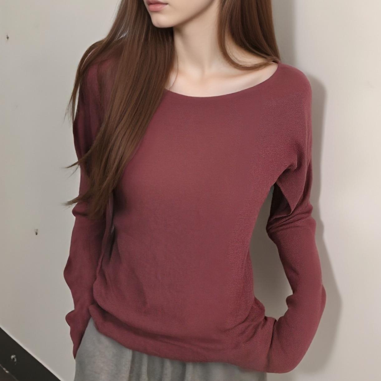 Maglia Basic in Viscosa Collo a Barchetta - Made in Italy