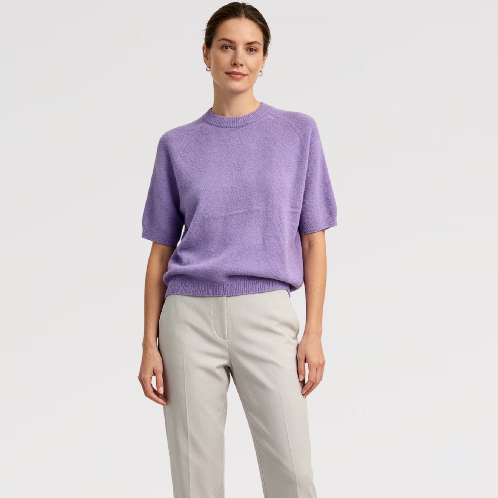【Lady First】Maglia Nuvola Soft Made in Italy - Maglia a Manica Corta in Filato Morbido e Soffice - Ideale per Mezza Stagione o Sotto Giacca - Larghezza 96 cm, Lunghezza 60 cm