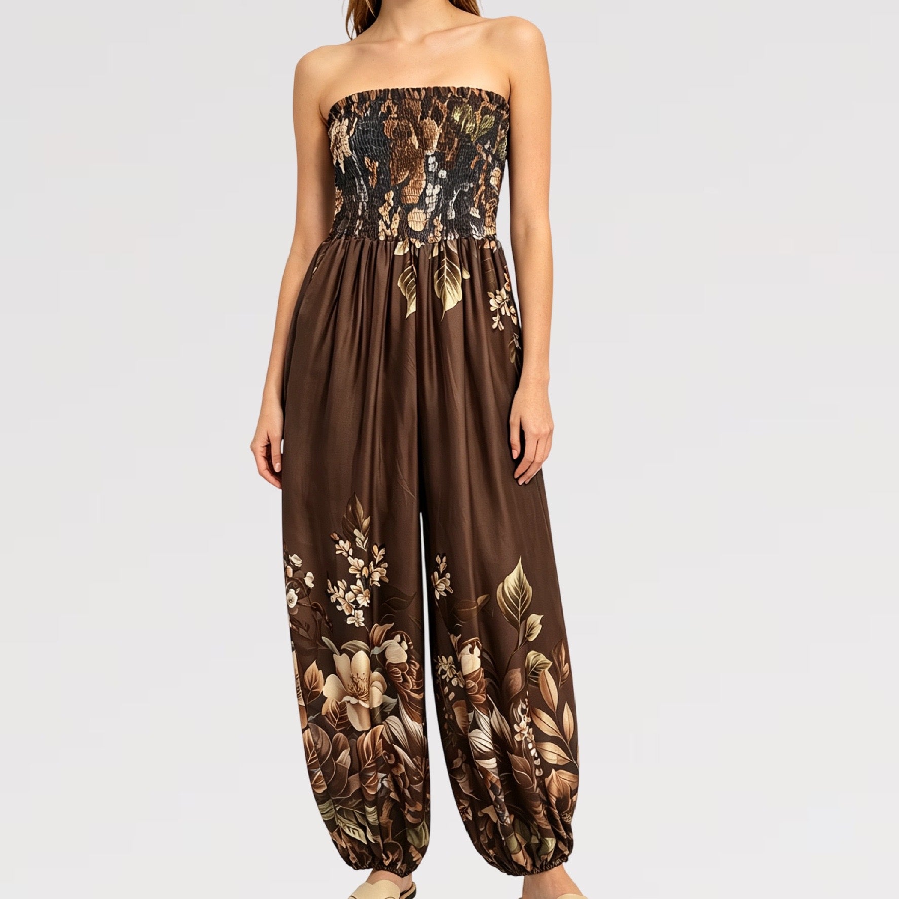 Overall Jumpsuit FLOWER aus Viskose – Made in Italy