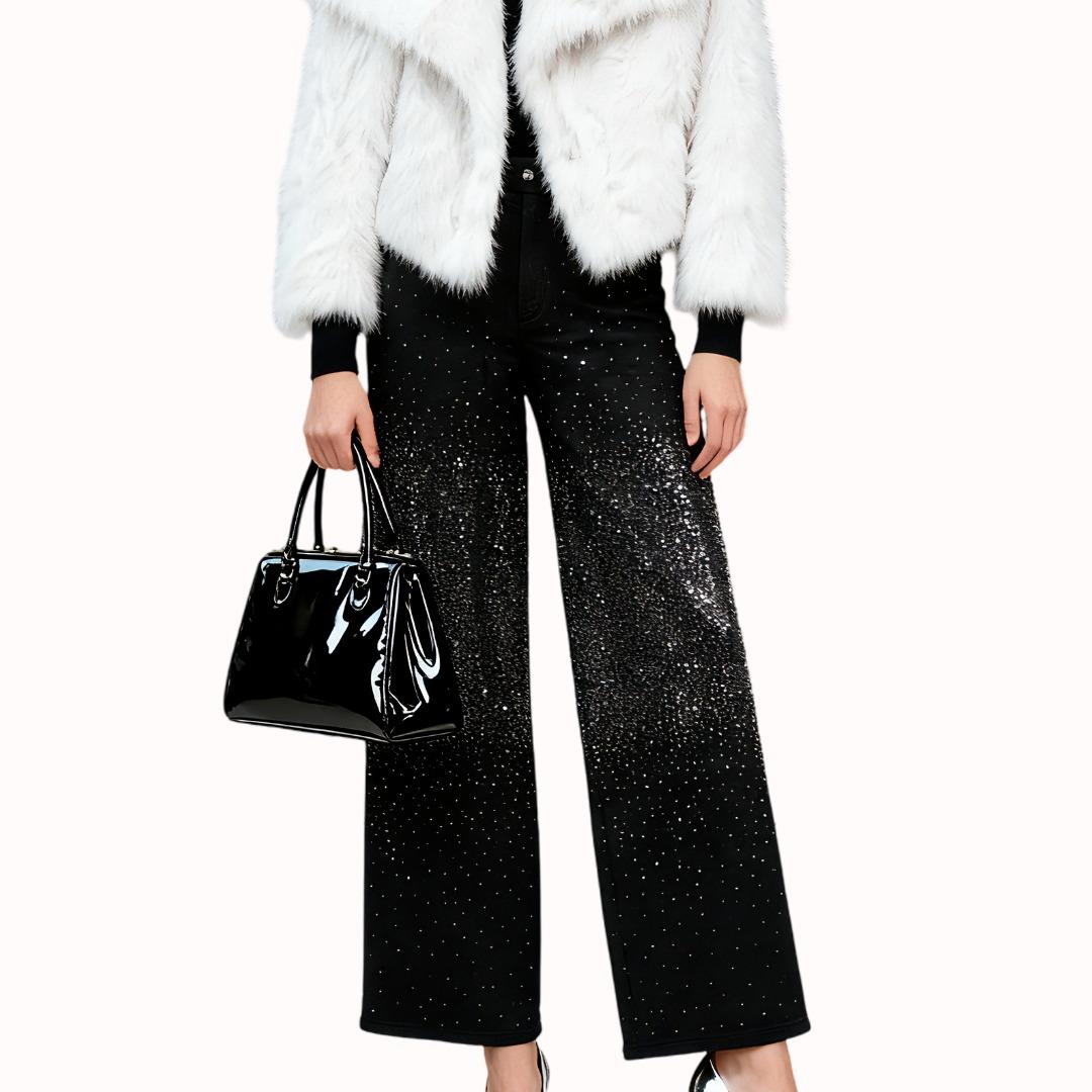 Jeans Nero con brillantini invernali FAVOLOSI per un look elegante e sofisticato