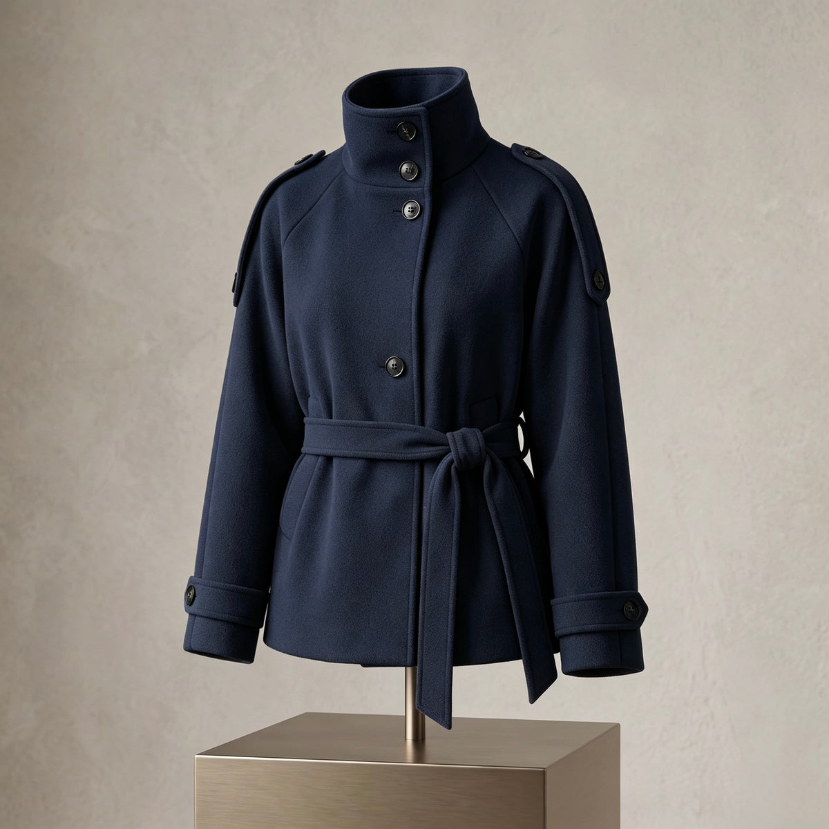 【Lady First】Cappotto corto CHIARA  collo alto con cintura ✨ Autunno Inverno