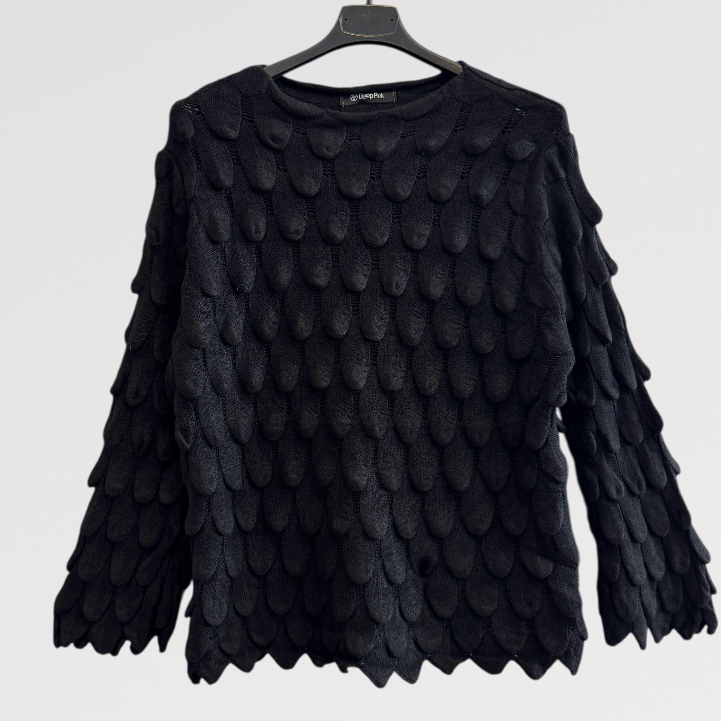 Maglia Maglieria Texture Petalo Tinta Unità Design Ricercato in Filato Tecnico Misto 40% Acrilico 30% Nylon 30% PBT Vestibilità Morbida Taglia Unica S XL