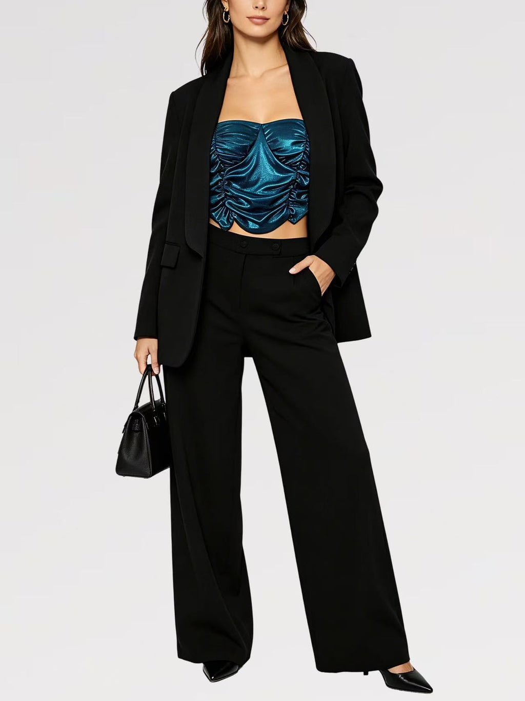 【Lady First】Lurex-Korsett-Top "Party Glow" aus elastischem Stoff Made in Italy mit Glitzereffekt und verstellbaren Trägern für glamouröse Looks