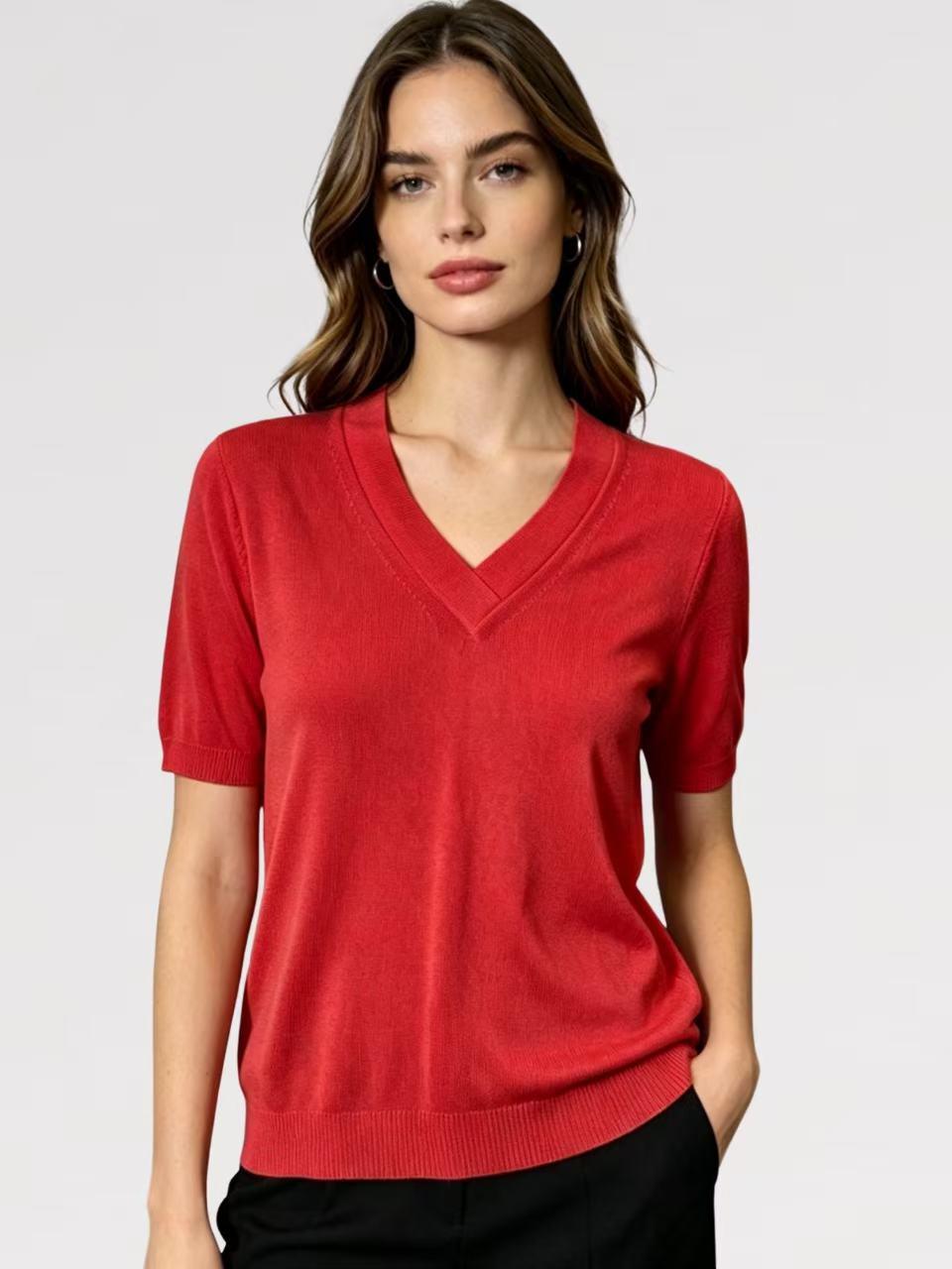 Maglia Viscosa Allegria Scollo a V Fresca - Made in italy