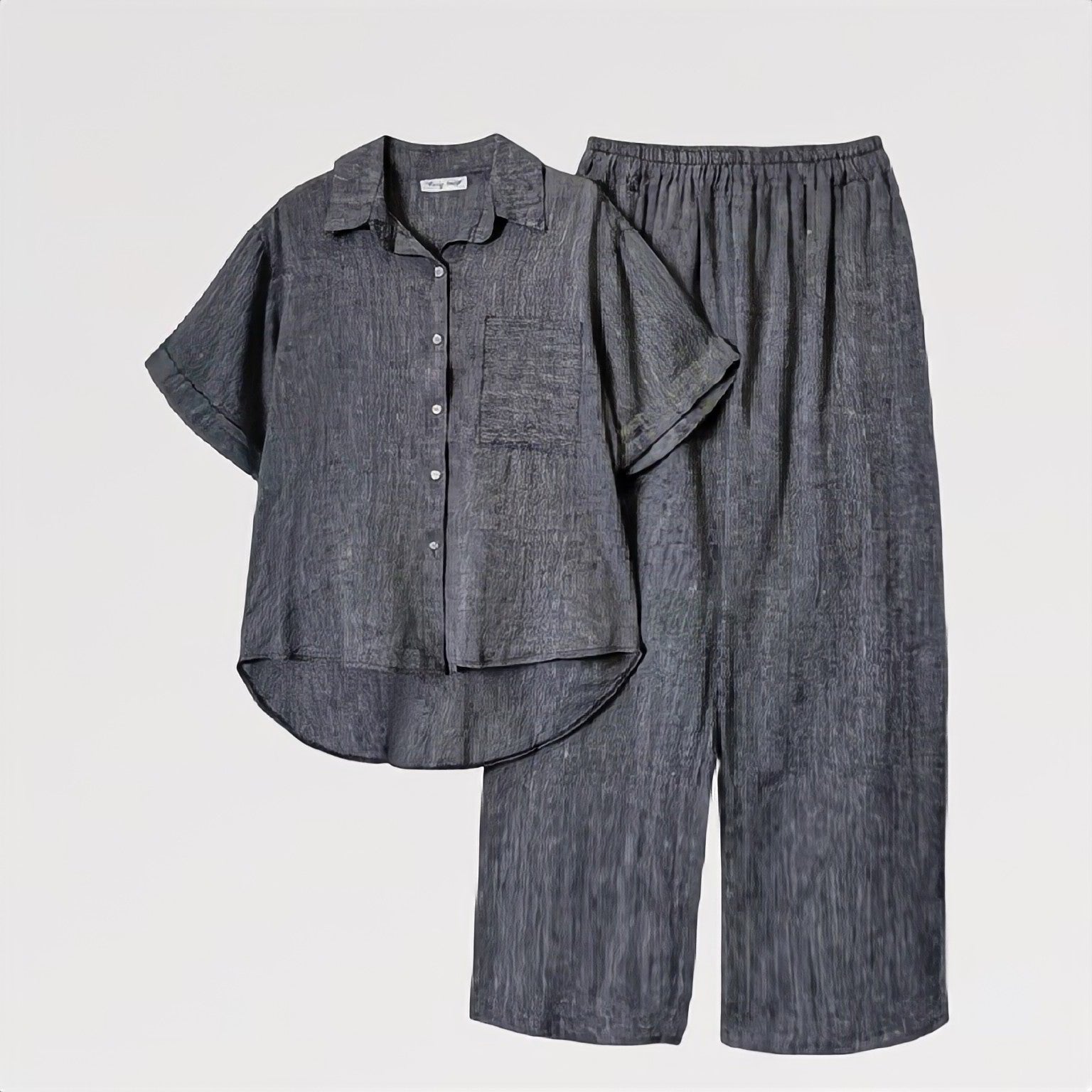 Completo Summer Vibes Lino&Cotone Taglia Unica Camicia Over Pantalone Ampio Comfort