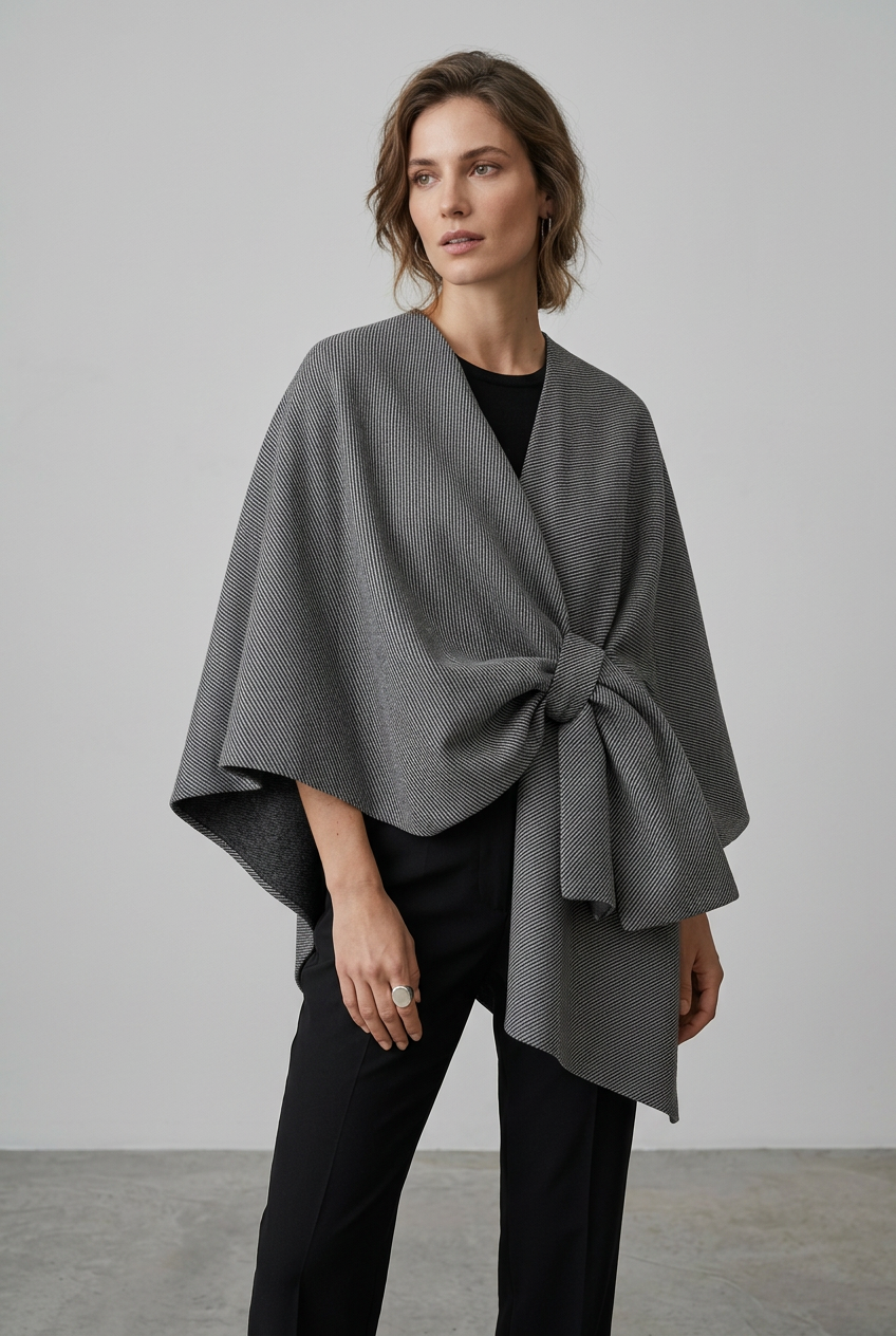 【Lady First】Maxi Mantella Fiocco Cammello - Made in Italy, Tessuto Caldo e Leggero, Taglio Morbido, Perfetto per Maglioni e Camicie, Taglia Unica, Eleganza e Comfort