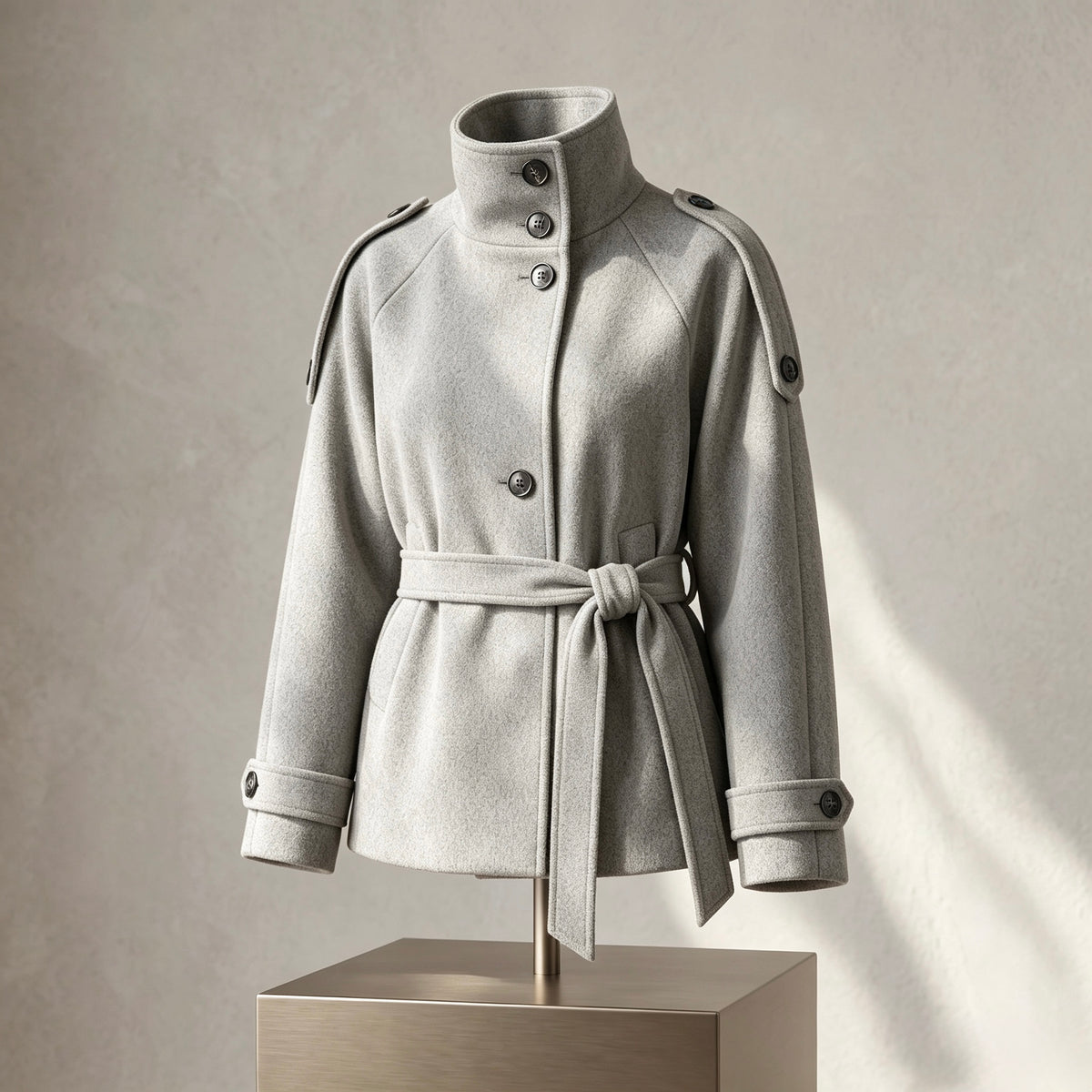 【Lady First】Cappotto corto CHIARA  collo alto con cintura ✨ Autunno Inverno