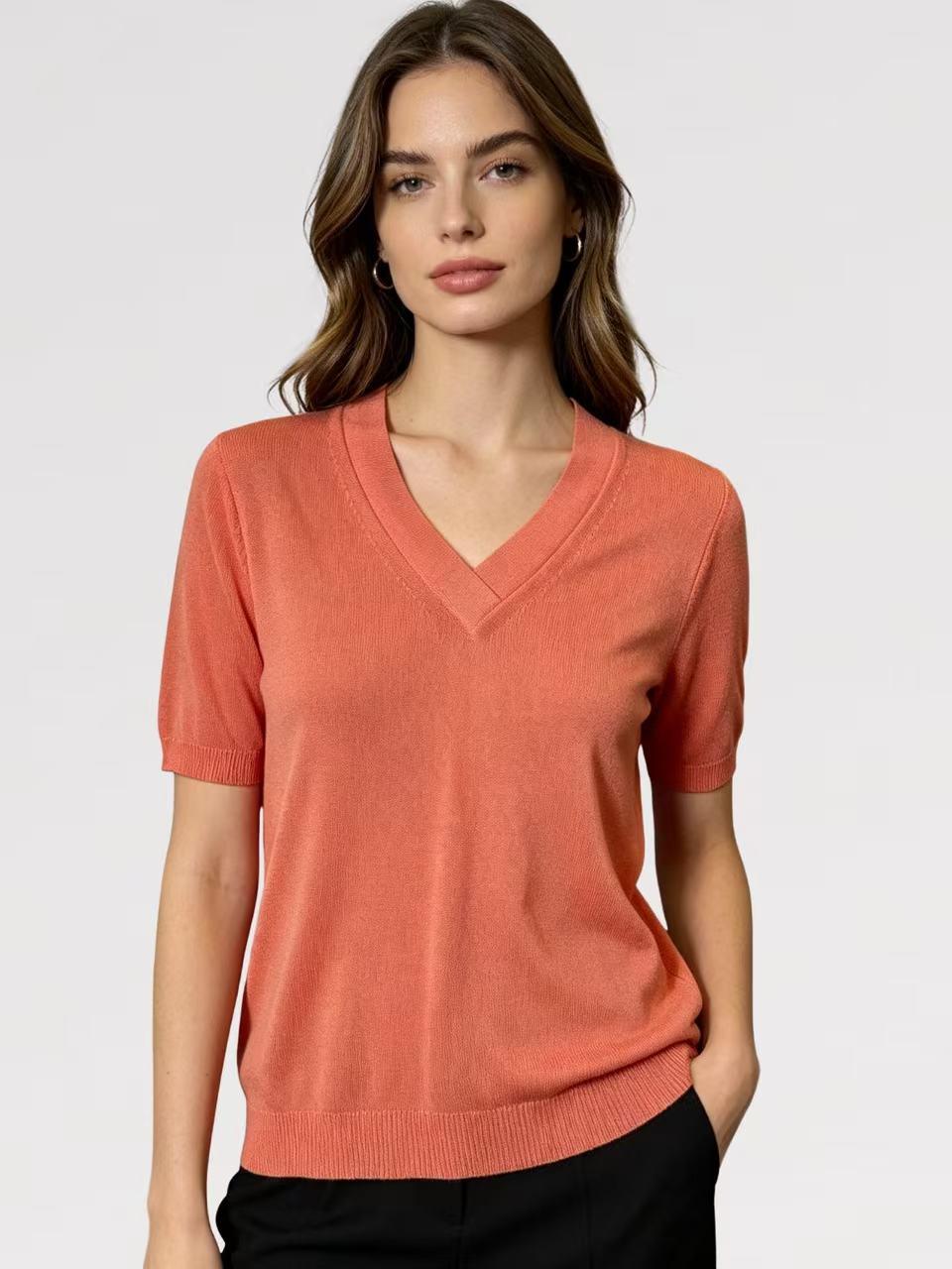 Maglia Viscosa Allegria Scollo a V Fresca - Made in italy