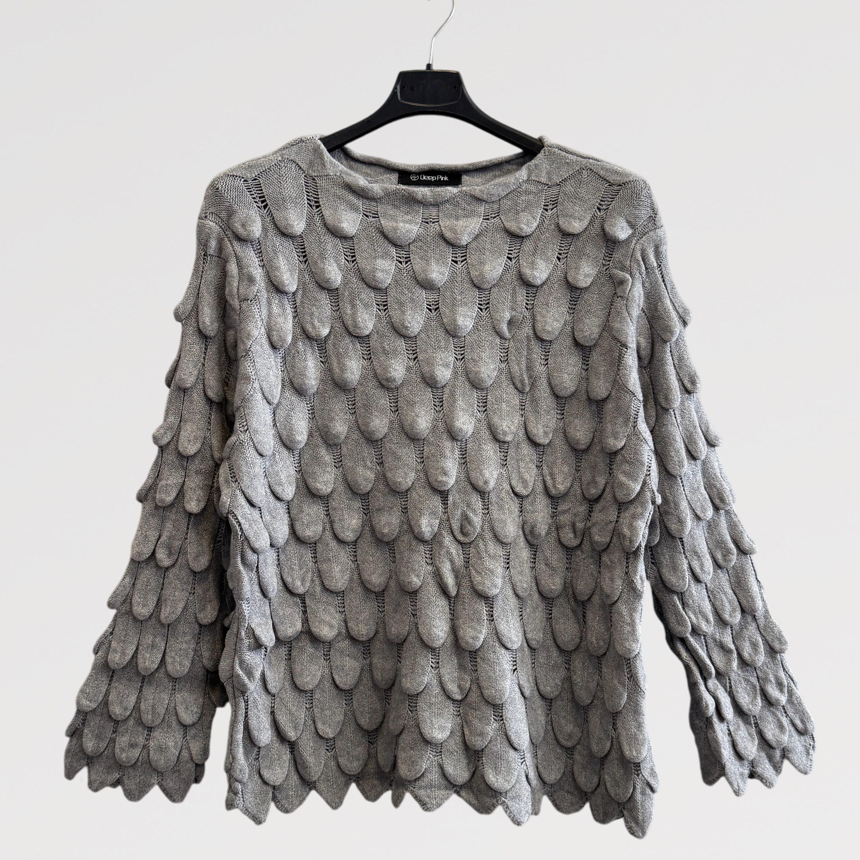 Maglia Maglieria Texture Petalo Tinta Unità Design Ricercato in Filato Tecnico Misto 40% Acrilico 30% Nylon 30% PBT Vestibilità Morbida Taglia Unica S XL