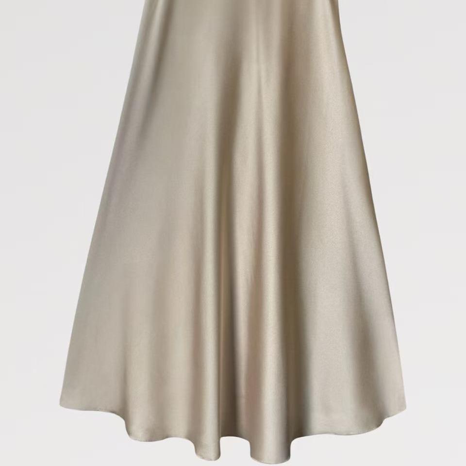Gonna Lunga Effetto Raso Made in Italy con Finish Luminoso e Setoso Taglio Fluido e Elasticizzata per Comfort e Eleganza Perfetta per Occasioni Speciali