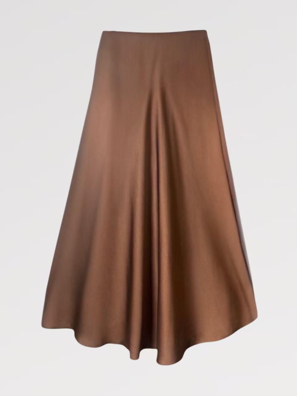 Gonna Lunga Effetto Raso Made in Italy con Finish Luminoso e Setoso Taglio Fluido e Elasticizzata per Comfort e Eleganza Perfetta per Occasioni Speciali