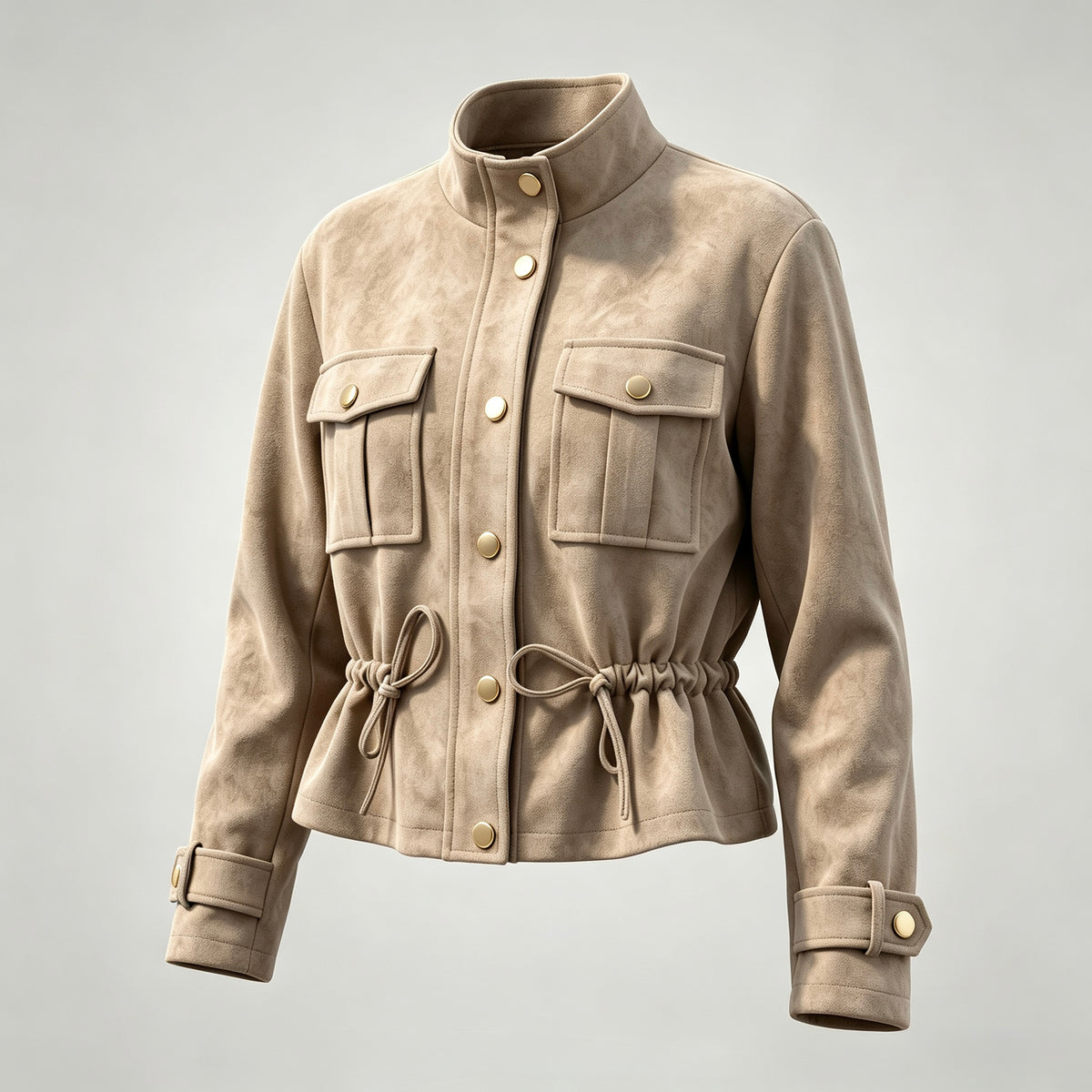 【Lady First】Giacca Kelly - Giacca corta safari effetto scamosciato Made in Italia